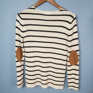 August Mist Lylah Elbow patch striped pullover sweater Sz S Chic/Boho/Classic